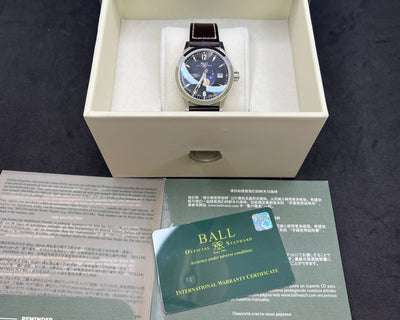 BALL Engineer II Ohio Moonphase Black Dial Watch w/Box & Papers