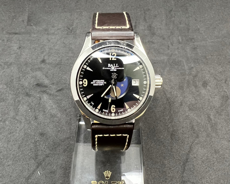 BALL Engineer II Ohio Moonphase Black Dial Watch w/Box & Papers