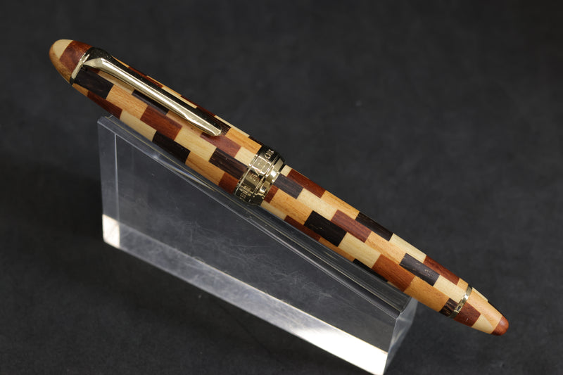 Sailor Wooden Mosaic Fountain Pen 14K H-M Nib w/ Original Box