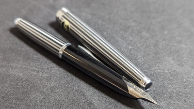 Sailor Steel Black Stripe NOS Pocket Fountain Pen 18k WG Sailor #4 Nib